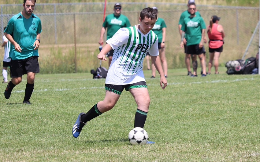 Team PEI 2026 Soccer athlete on the field playing soccer