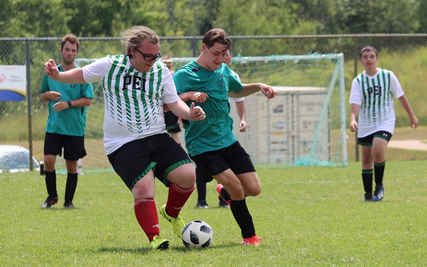 Team PEI 2026 Soccer athlete on the field playing soccer