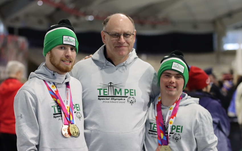Special Olympics PEI, National Games, 2 Athletes with Medals with Coach