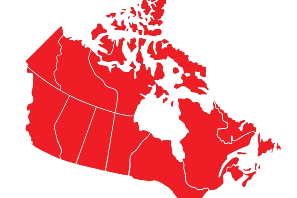Red map of Canada