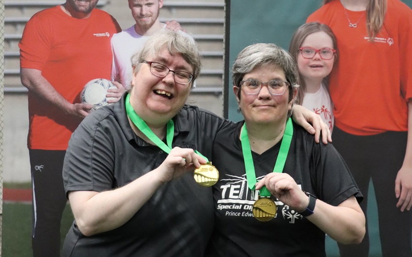 Special Olympics Team PEI 2026 Bocce athletes, Rolanda Bridges and Michelle O'Hanley with their medals