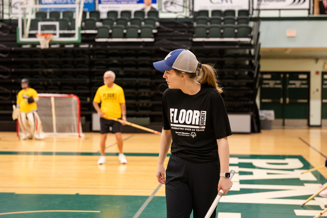 Special Olympics PEI, Floor Hockey Celebration, Coach Playing Floor Hockey