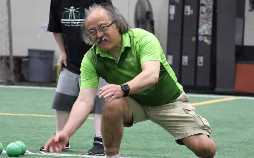 Team PEI 2026 Bocce athlete, Tommy Ling, playing bocce