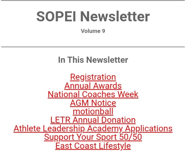 Latest newsletter from SOPEI