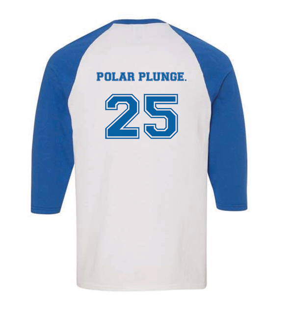 Baseball tee for polar plunge, back