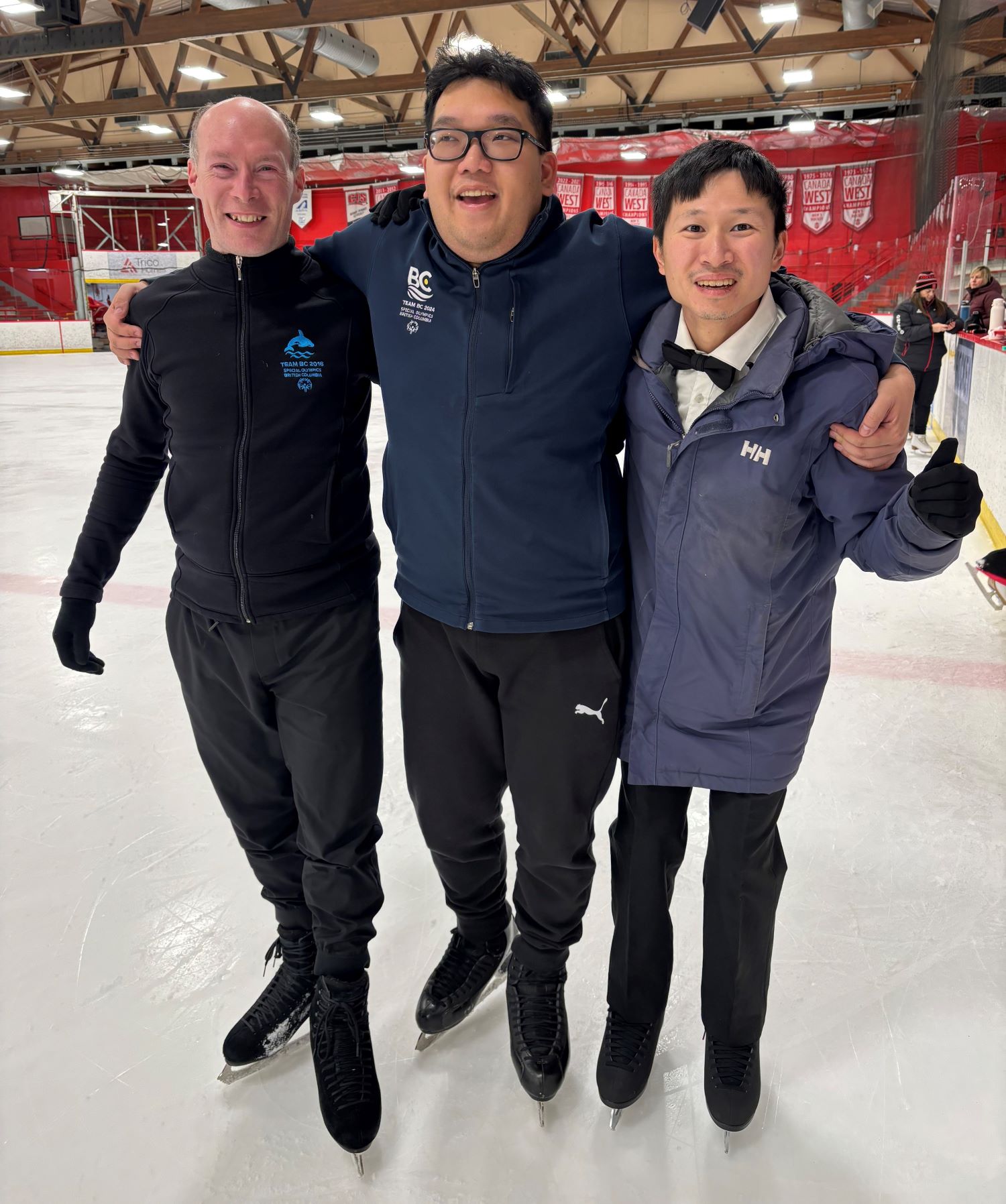 Special Olympics BC – Surrey athlete Marc Theriault, left, alongside fellow Special Olympics Team Canada athletes Alexandar Pang and Matthew Lai at SOTC training camp in Calgary. 