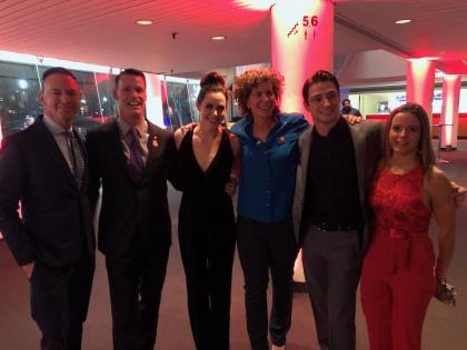 Mark Tewskbury poses for a photo with Champions Network members Marnie McBean, Tessa Virtue and Scott Moir.