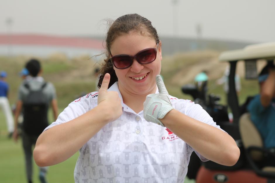 Emma Bittorf gives the thumbs up