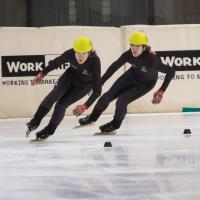 Special Olympics speed skaters