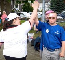 Jotham high-fiving coach