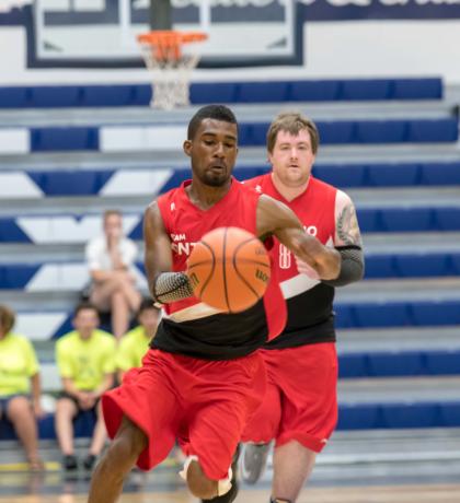 Team Canada basketball player Michael Wright in action.