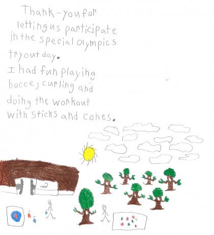 Special Olympics try-it day thank you letter