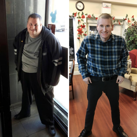 Photos of Dereck Boutilier before and after weight loss