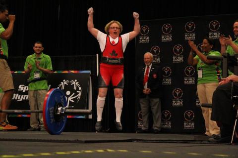 SOBC powerlifter Joanne Bunnin of Chilliwack celebrating