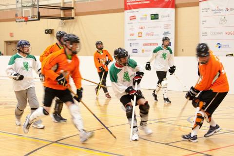 SOBC - Grand Forks floor hockey players in action